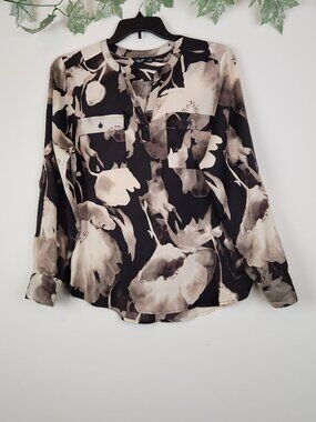 Simply Vera Vera Wang Women's Size XL Abstract Floral Long Sleeve Top Blouse